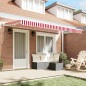 vidaXL Tenda Retrattile Rosso e Bianco 400x200 cm vidaXL Tenda Retrattile Rosso e Bianco 400x200 cm