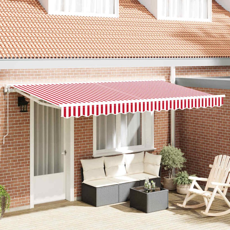 vidaXL Tenda Retrattile Rosso e Bianco 400x200 cm Alluminio vidaXL Tenda Retrattile Rosso e Bianco 400x200 cm Alluminio