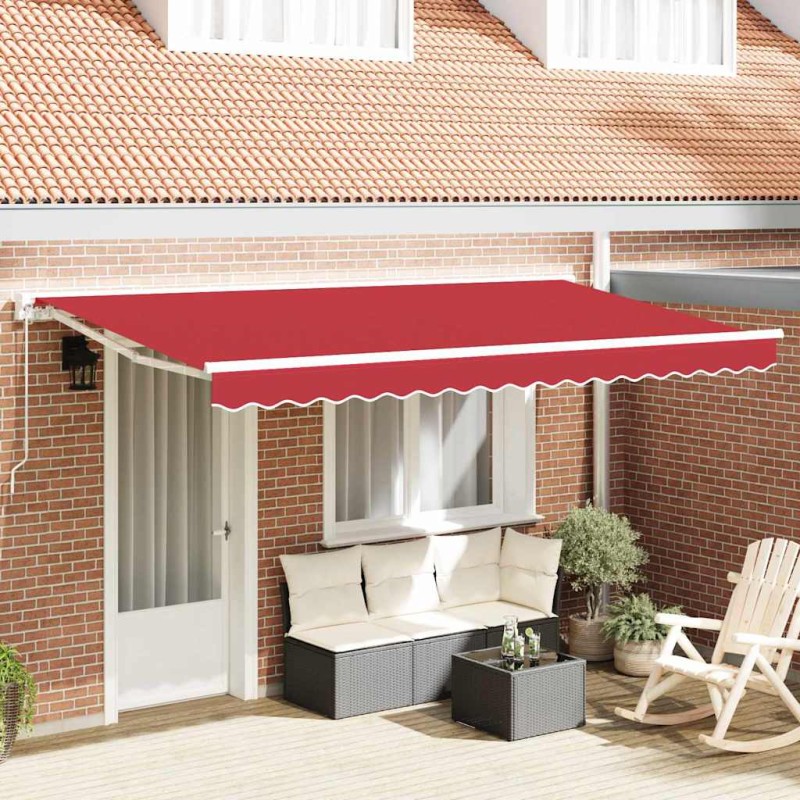 vidaXL Tenda Retrattile Rosso 400x200 cm Tessuto e Poliestere