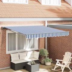 vidaXL Tenda Retrattile Blu e Bianco 300x250 cm
