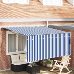 vidaXL Tenda Retrattile Strisce Blu e Bianche Large