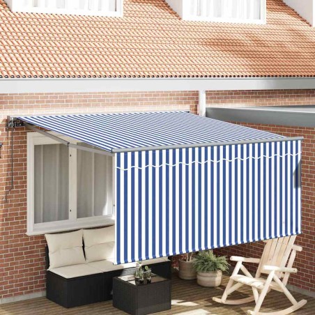 vidaXL Tenda Retrattile Strisce Blu e Bianche Large