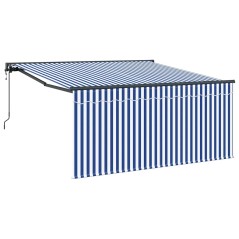 vidaXL Tenda Retrattile Strisce Blu e Bianche Large