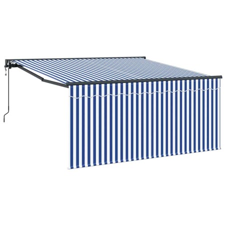vidaXL Tenda Retrattile Strisce Blu e Bianche Large