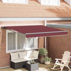 vidaXL Tenda Retrattile Rosso Borgogna 300x250 cm Poliestere e Metallo