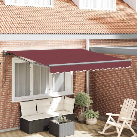 vidaXL Tenda Retrattile Rosso Borgogna 300x250 cm Poliestere e Metallo