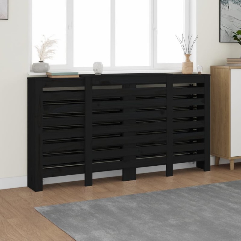 Copertura Termosifone Nera 210x21x85 cm Legno Massello Pino Copertura Termosifone Nera 210x21x85 cm Legno Massello Pino