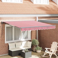 vidaXL Tenda Retrattile Striscia Rossa e Bianca 300x250 cm Metallo