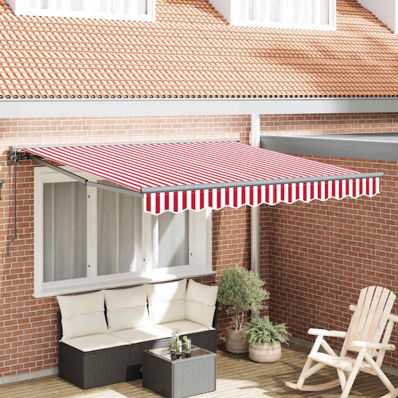 vidaXL Tenda Retrattile Striscia Rossa e Bianca 300x250 cm Metallo