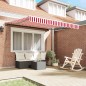 vidaXL Tenda Retrattile Striscia Rossa e Bianca 300x250 cm Metallo