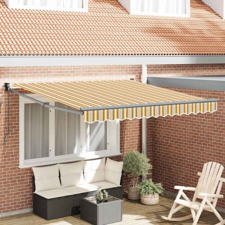 vidaXL Tenda da sole retrattile manuale a strisce multicolore, 300 x 250 cm.