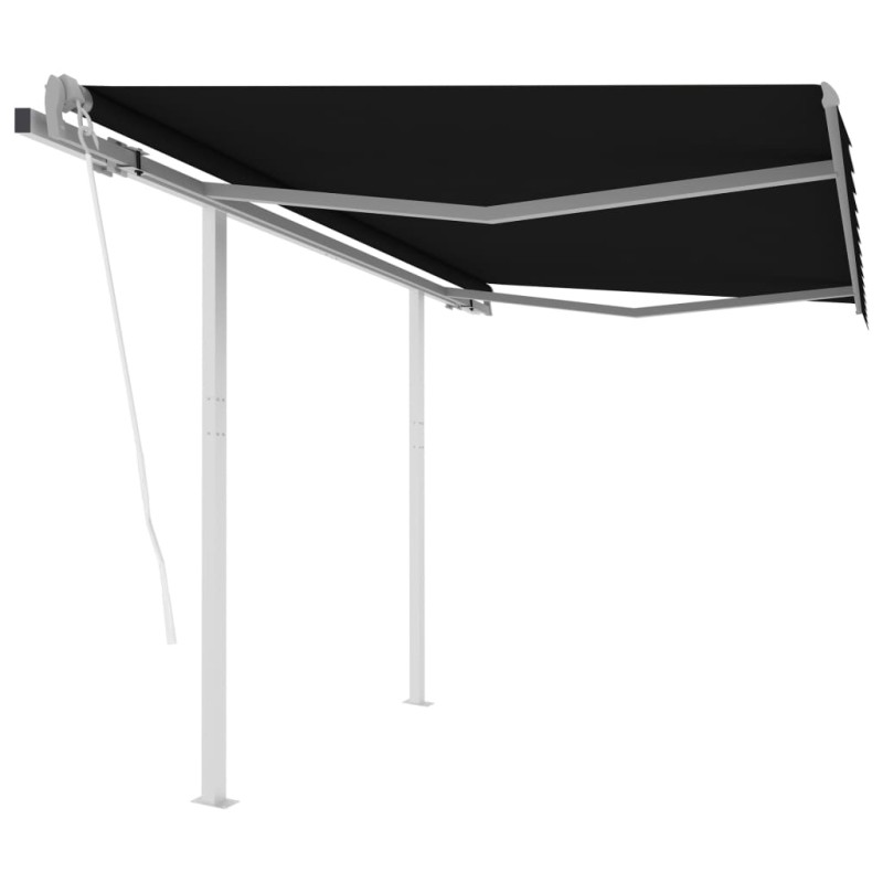 Tenda da Sole Retrattile Automatica con Pali 3x2,5 m Antracite Tenda da Sole Retrattile Automatica con Pali 3x2,5 m Antracite