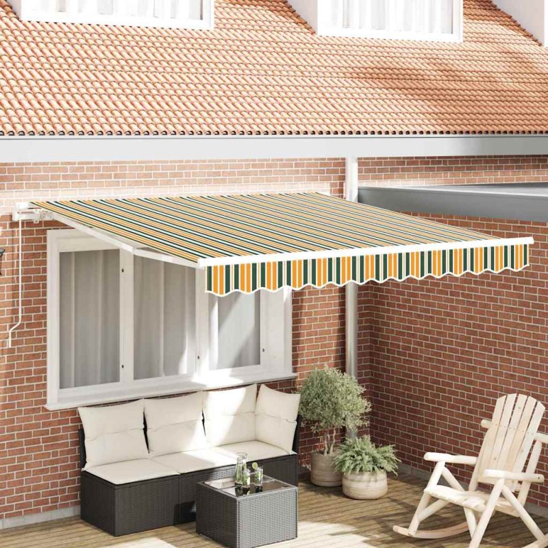 vidaXL Tenda da sole manuale retrattile gialla e verde 300x250 cm vidaXL Tenda da sole manuale retrattile gialla e verde 300x250 cm
