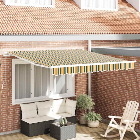 vidaXL Tenda da sole manuale retrattile gialla e verde 300x250 cm
