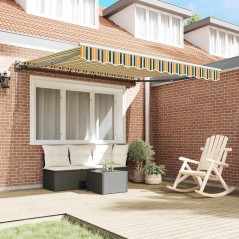 vidaXL Tenda Retrattile Verde e Giallo 300x250 cm Poliestere