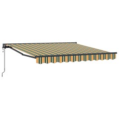 vidaXL Tenda Retrattile Verde e Giallo 300x250 cm Tessuto