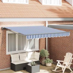 vidaXL Tenda Retrattile Blu e Bianco 350x250 cm