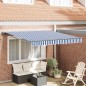 vidaXL Tenda Retrattile Blu e Bianco 350x250 cm