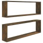 Mensole Parete Cubo 2pz Rovere Fumo 100x15x30 Legno Multistrato Mensole Parete Cubo 2pz Rovere Fumo 100x15x30 Legno Multistrato