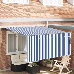 vidaXL Tenda Retrattile a Righe Blu e Bianche 350 x 250 cm Tessuto