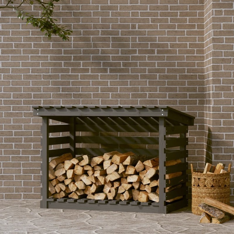 Portalegna Grigio 108x73x79 cm in Legno Massello di Pino Portalegna Grigio 108x73x79 cm in Legno Massello di Pino