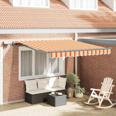 vidaXL Tenda Retrattile Manuale con LED Gialla e Arancione 350x250 cm