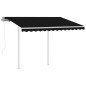 Tenda da Sole Retrattile Automatica con Pali 3x2,5 m Antracite Tenda da Sole Retrattile Automatica con Pali 3x2,5 m Antracite