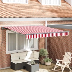 vidaXL Tenda Retrattile Striscia Rossa e Bianca 350x250 cm