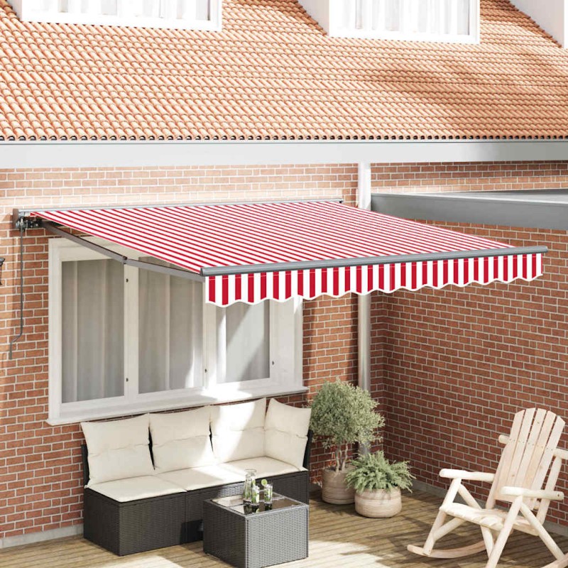 vidaXL Tenda Retrattile Striscia Rossa e Bianca 350x250 cm vidaXL Tenda Retrattile Striscia Rossa e Bianca 350x250 cm