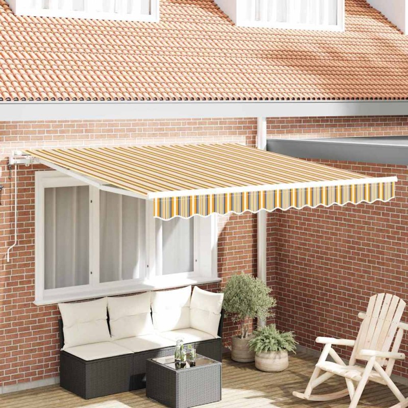 vidaXL Tenda Retrattile Giallo, Grigio, Bianco 350 x 250 cm vidaXL Tenda Retrattile Giallo, Grigio, Bianco 350 x 250 cm