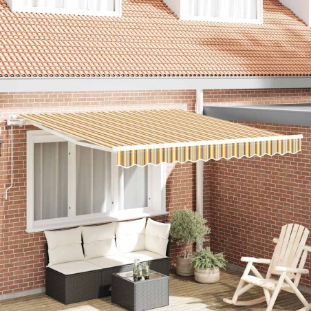 vidaXL Tenda Retrattile Giallo, Grigio, Bianco 350 x 250 cm