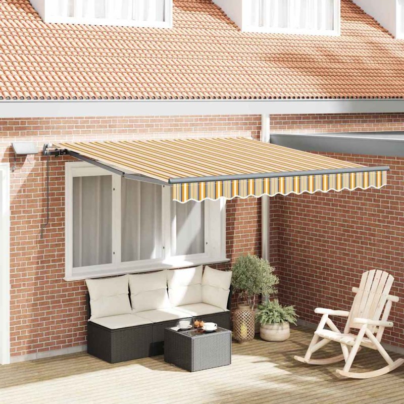 vidaXL Tenda Retrattile Manuale con Striscia LED Multicolore 350x250 cm vidaXL Tenda Retrattile Manuale con Striscia LED Multicolore 350x250 cm