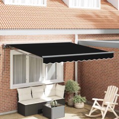 vidaXL Tenda Retrattile Nero 350x250 cm Poliestere