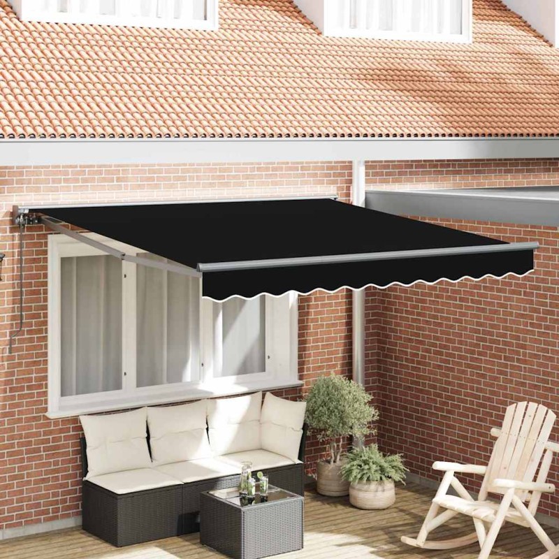 vidaXL Tenda Retrattile Nero 350x250 cm Poliestere vidaXL Tenda Retrattile Nero 350x250 cm Poliestere