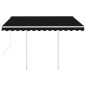 Tenda da Sole Retrattile Automatica con Pali 3x2,5 m Antracite Tenda da Sole Retrattile Automatica con Pali 3x2,5 m Antracite