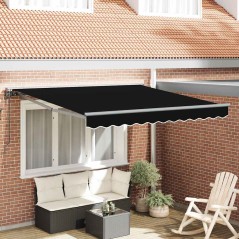 vidaXL Tenda Retrattile Nero 350x250 cm Poliestere