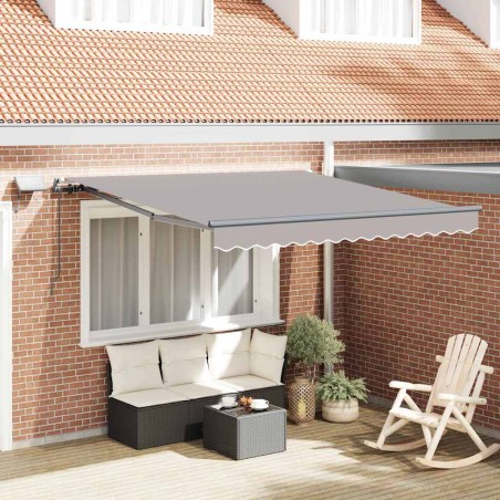 Tenda Retrattile Manuale vidaXL con LED Grigio Chiaro 350x250 cm