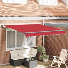 vidaXL Tenda a bracci retrattili manuale rossa 350 x 250 cm