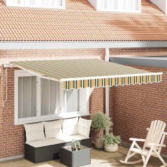 vidaXL Tenda Retrattile Verde e Giallo 350 x 250 cm Verde e giallo