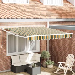 vidaXL Tenda da sole manuale retrattile Verde e Giallo 350x250 cm