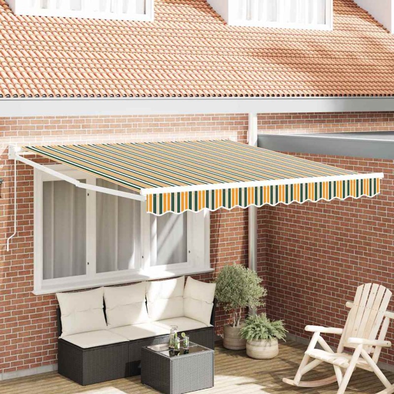 vidaXL Tenda da sole manuale retrattile Verde e Giallo 350x250 cm vidaXL Tenda da sole manuale retrattile Verde e Giallo 350x250 cm