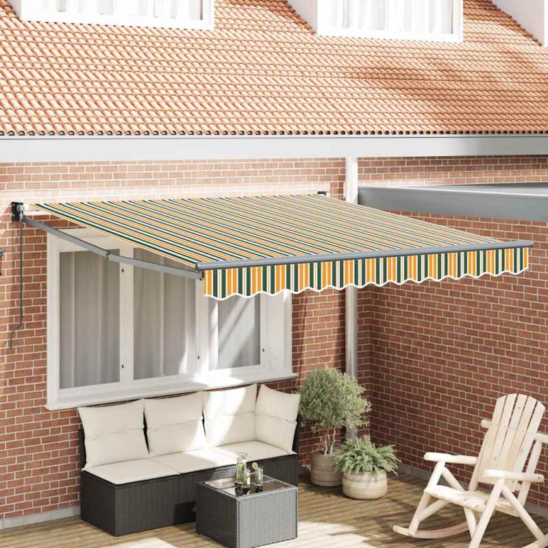 vidaXL Tenda Retrattile Manuale Verde e Gialla 350x250 cm