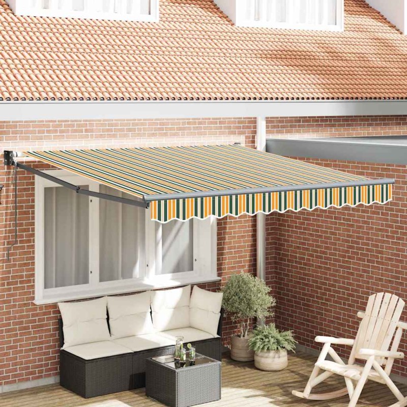 vidaXL Tenda da sole retrattile automatica Verde e Giallo 350x250 cm