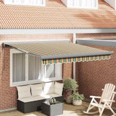 vidaXL Tenda da Sole Retrattile Verde e Giallo di 350x250 cm