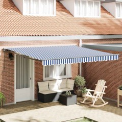vidaXL Tenda Retrattile Blu e Bianco 400x300 cm