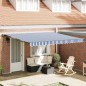 vidaXL Tenda Retrattile Blu e Bianco 400x300 cm Poliestere e Acciaio