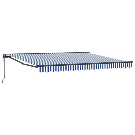 vidaXL Tenda Retrattile Blu e Bianco 400x300 cm Poliestere e Acciaio