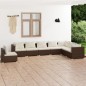 Set Divani da Giardino 8 pz con Cuscini in Polyrattan Marrone Set Divani da Giardino 8 pz con Cuscini in Polyrattan Marrone