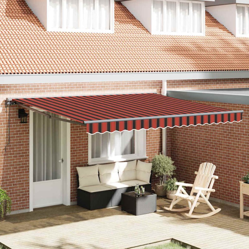 vidaXL Tenda Retrattile Arancione e Marrone 400x300 cm vidaXL Tenda Retrattile Arancione e Marrone 400x300 cm