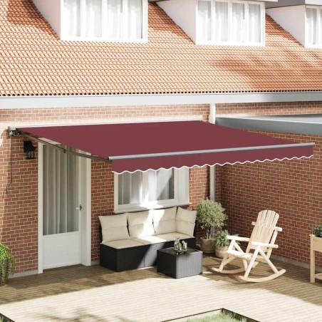 vidaXL Tenda Retrattile Rosso Borgogna 400x300 cm Poliestere e Metallo